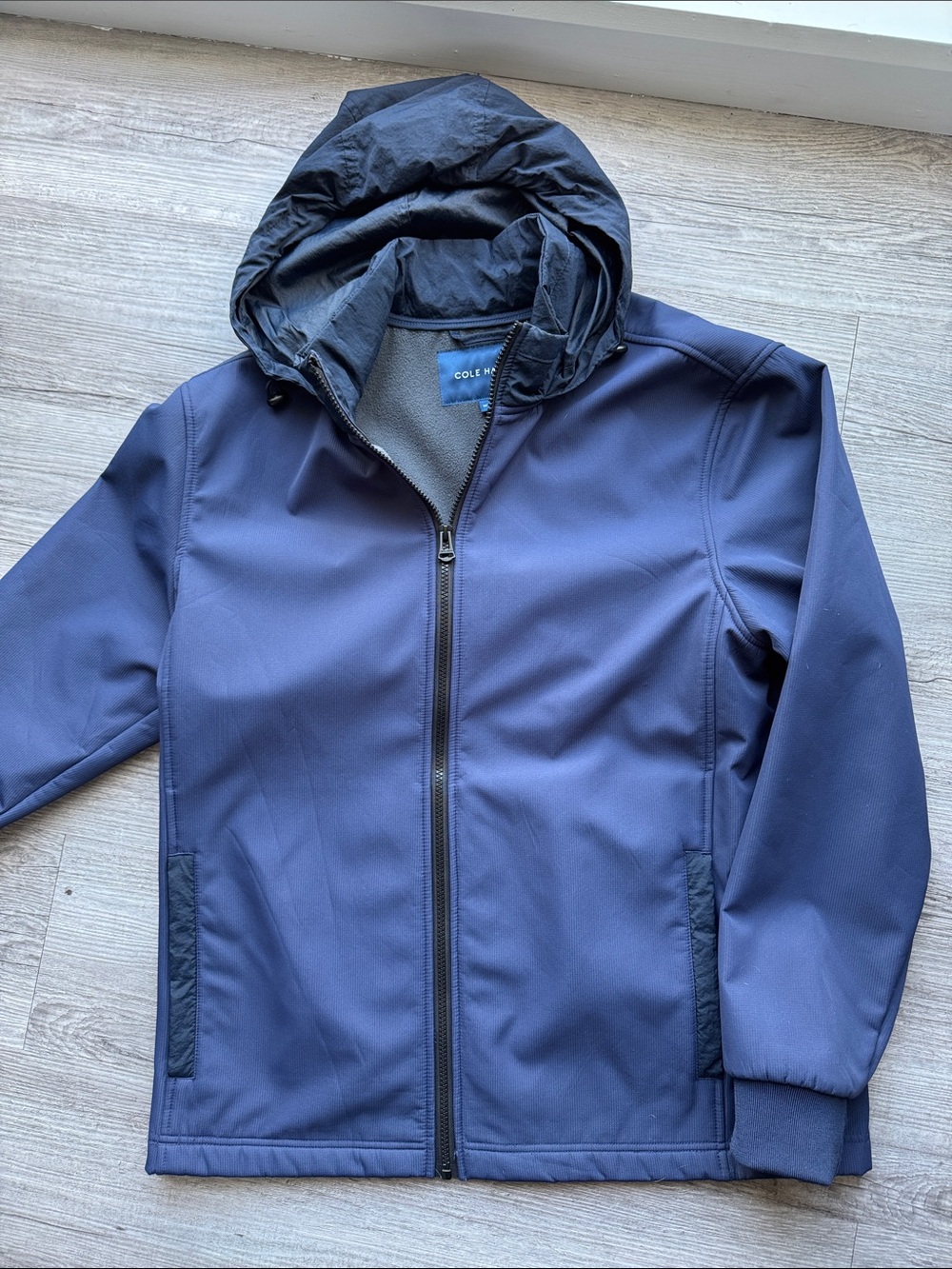 Cole Haan Navy Hooded Windbreaker Jacket